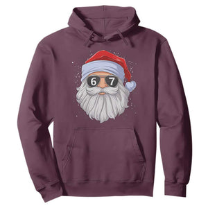 Six Seven 67 Christmas Meme Hoodie Funny Brainrot Santa Claus Gen Alpha Slang TS10 Maroon Print Your Wear