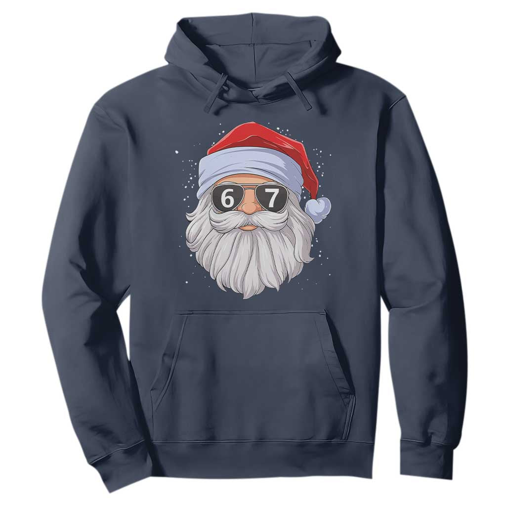 Six Seven 67 Christmas Meme Hoodie Funny Brainrot Santa Claus Gen Alpha Slang TS10 Navy Print Your Wear