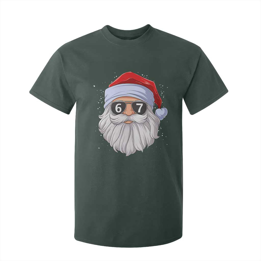 Six Seven 67 Christmas Meme T Shirt For Kid Funny Brainrot Santa Claus Gen Alpha Slang TS10 Dark Forest Green Print Your Wear