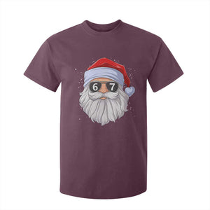 Six Seven 67 Christmas Meme T Shirt For Kid Funny Brainrot Santa Claus Gen Alpha Slang TS10 Maroon Print Your Wear