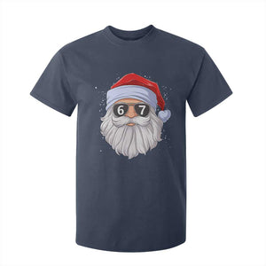 Six Seven 67 Christmas Meme T Shirt For Kid Funny Brainrot Santa Claus Gen Alpha Slang TS10 Navy Print Your Wear
