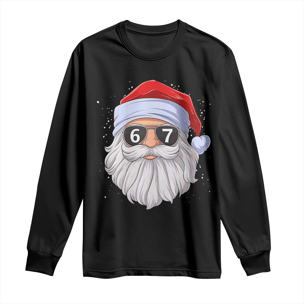 Six Seven 67 Christmas Meme Long Sleeve Shirt Funny Brainrot Santa Claus Gen Alpha Slang TS10 Black Print Your Wear