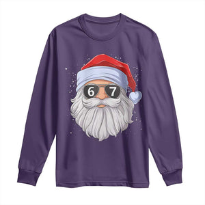 Six Seven 67 Christmas Meme Long Sleeve Shirt Funny Brainrot Santa Claus Gen Alpha Slang TS10 Purple Print Your Wear