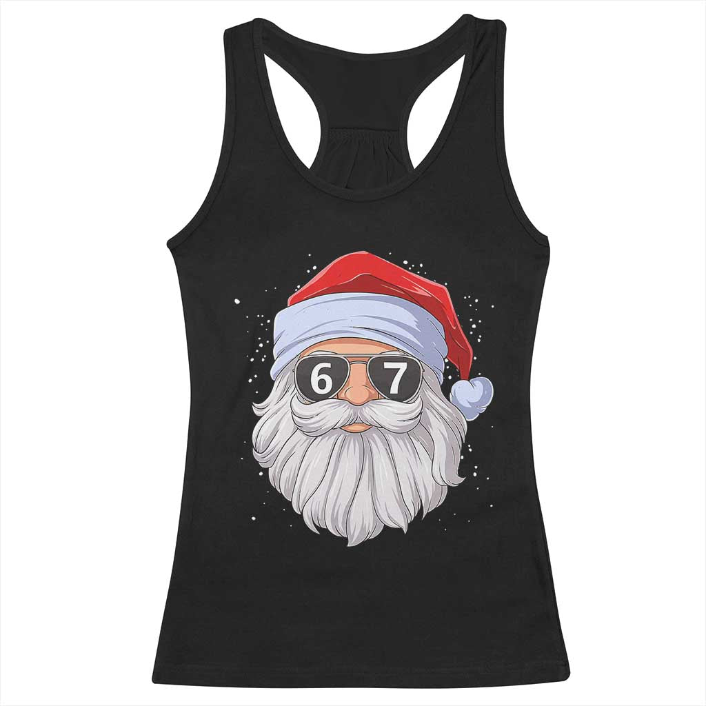 Six Seven 67 Christmas Meme Racerback Tank Top Funny Brainrot Santa Claus Gen Alpha Slang TS10 Black Print Your Wear