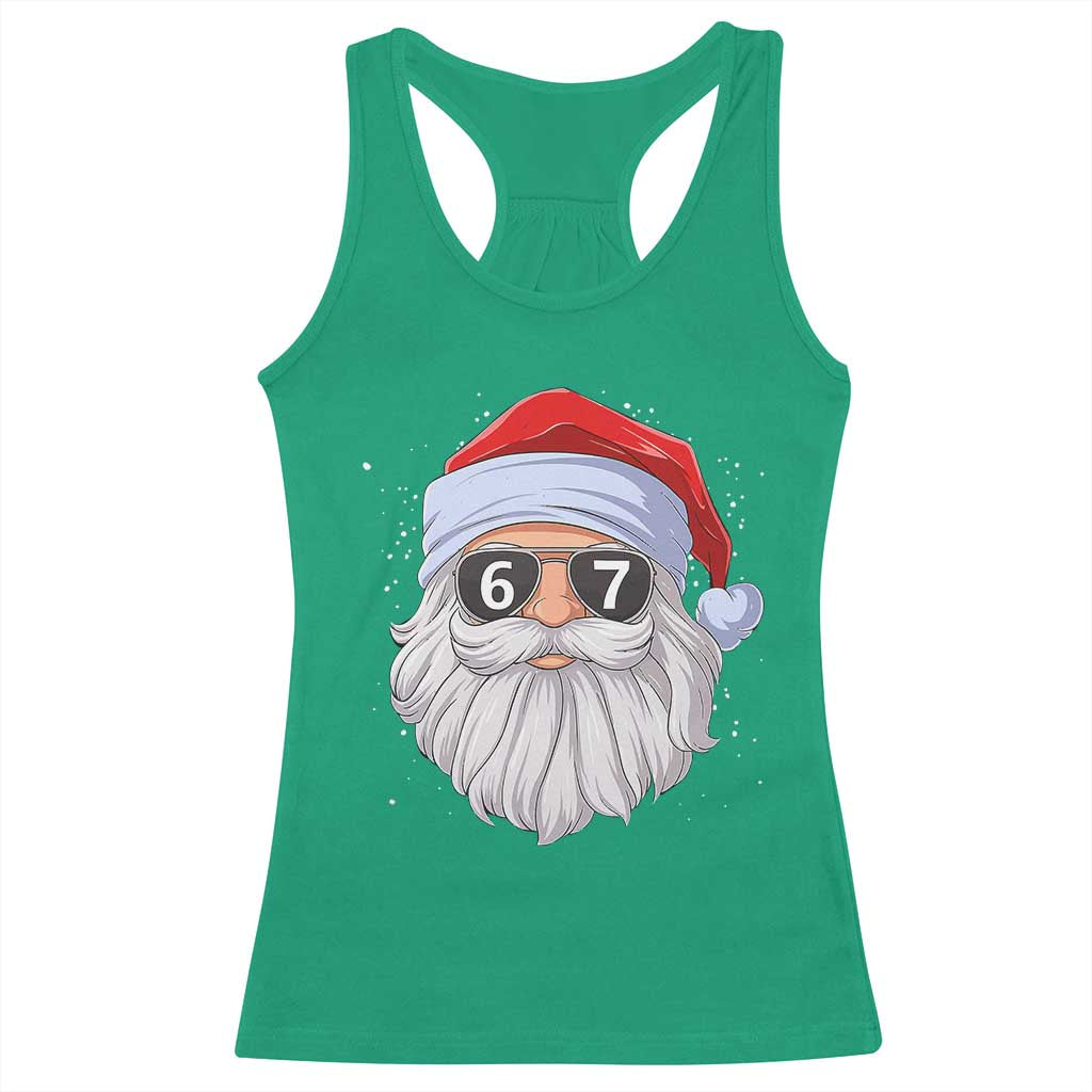 Six Seven 67 Christmas Meme Racerback Tank Top Funny Brainrot Santa Claus Gen Alpha Slang TS10 Irish Green Print Your Wear