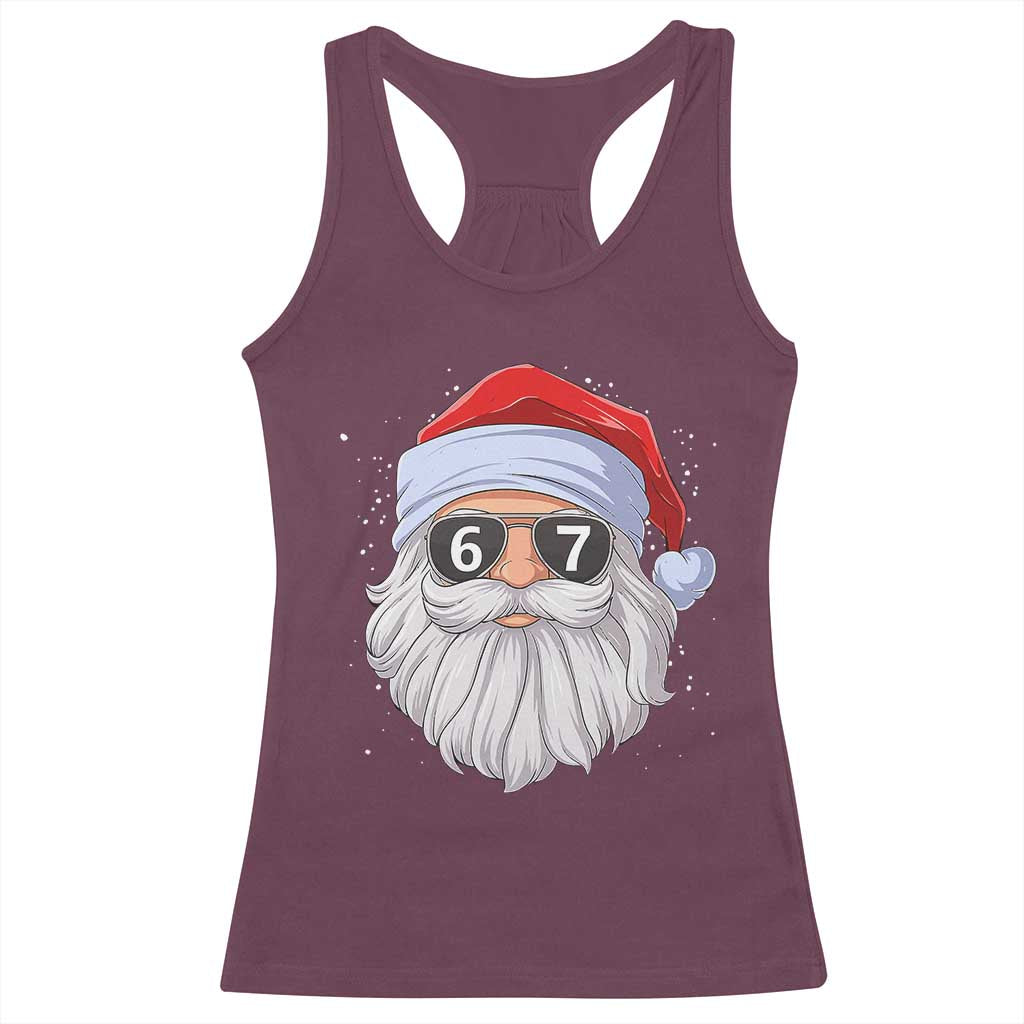 Six Seven 67 Christmas Meme Racerback Tank Top Funny Brainrot Santa Claus Gen Alpha Slang TS10 Maroon Print Your Wear