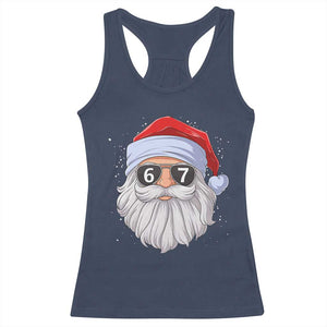 Six Seven 67 Christmas Meme Racerback Tank Top Funny Brainrot Santa Claus Gen Alpha Slang TS10 Navy Print Your Wear