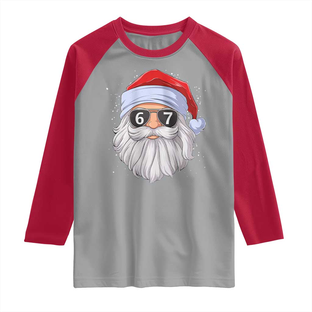Six Seven 67 Christmas Meme Raglan Shirt Funny Brainrot Santa Claus Gen Alpha Slang TS10 Sport Gray Red Print Your Wear