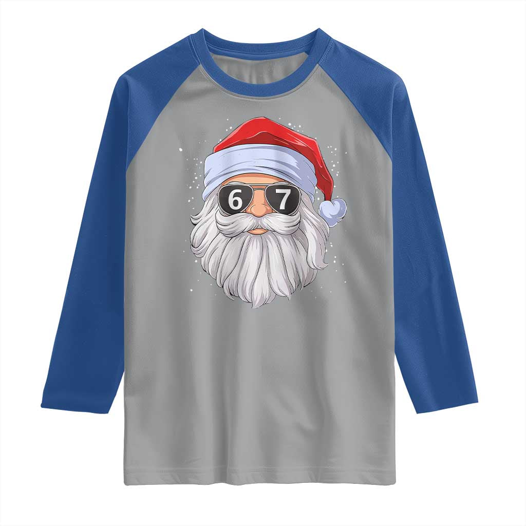 Six Seven 67 Christmas Meme Raglan Shirt Funny Brainrot Santa Claus Gen Alpha Slang TS10 Sport Gray Royal Print Your Wear