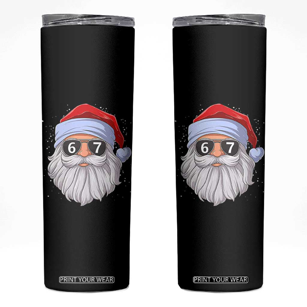 Six Seven 67 Christmas Meme Skinny Tumbler Funny Brainrot Santa Claus Gen Alpha Slang TS10 Black Print Your Wear