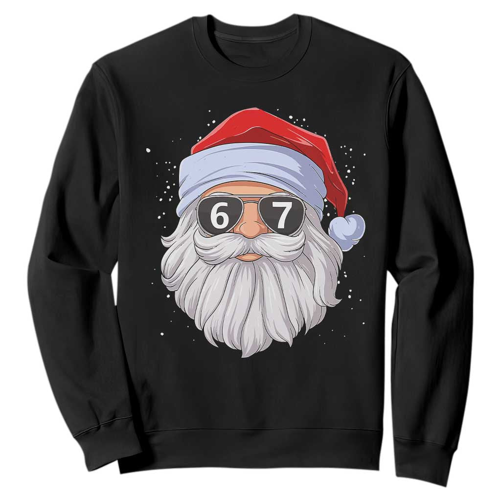 Six Seven 67 Christmas Meme Sweatshirt Funny Brainrot Santa Claus Gen Alpha Slang TS10 Black Print Your Wear