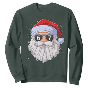 Six Seven 67 Christmas Meme Sweatshirt Funny Brainrot Santa Claus Gen Alpha Slang TS10 Dark Forest Green Print Your Wear