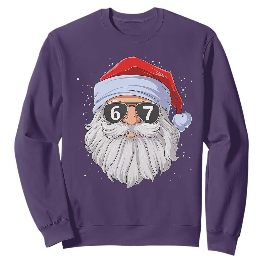 Six Seven 67 Christmas Meme Sweatshirt Funny Brainrot Santa Claus Gen Alpha Slang TS10 Purple Print Your Wear