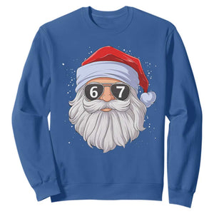 Six Seven 67 Christmas Meme Sweatshirt Funny Brainrot Santa Claus Gen Alpha Slang TS10 Royal Blue Print Your Wear