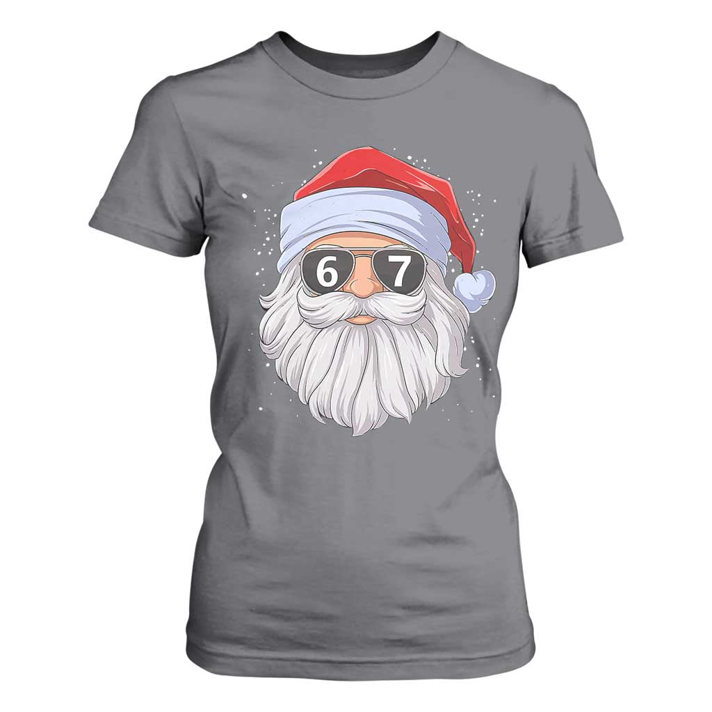 Six Seven 67 Christmas Meme T Shirt For Women Funny Brainrot Santa Claus Gen Alpha Slang TS10 Charcoal Print Your Wear