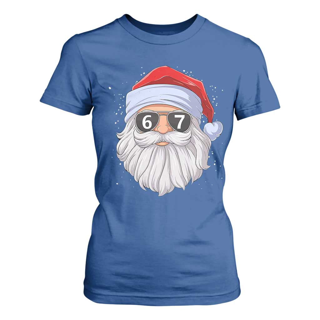 Six Seven 67 Christmas Meme T Shirt For Women Funny Brainrot Santa Claus Gen Alpha Slang TS10 Royal Blue Print Your Wear