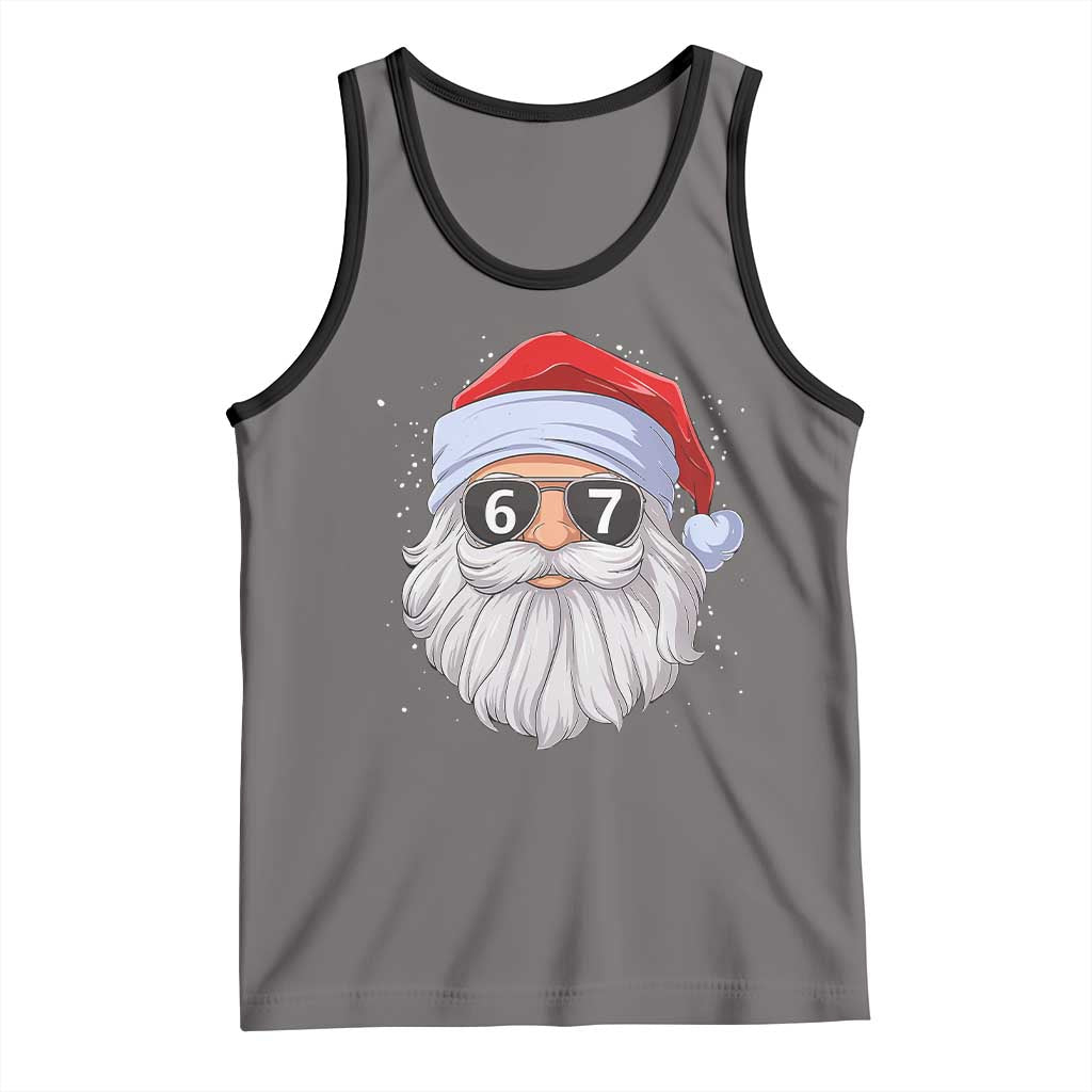 Six Seven 67 Christmas Meme Tank Top Funny Brainrot Santa Claus Gen Alpha Slang TS10 Deep Heather Black Print Your Wear