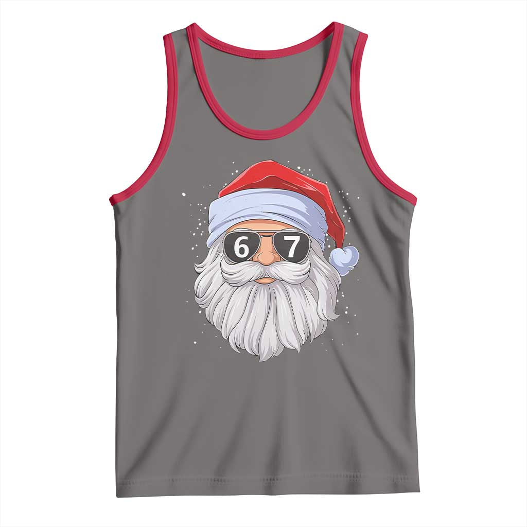 Six Seven 67 Christmas Meme Tank Top Funny Brainrot Santa Claus Gen Alpha Slang TS10 Deep Heather Red Print Your Wear