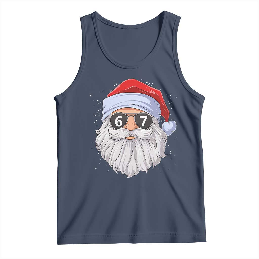 Six Seven 67 Christmas Meme Tank Top Funny Brainrot Santa Claus Gen Alpha Slang TS10 Navy Print Your Wear