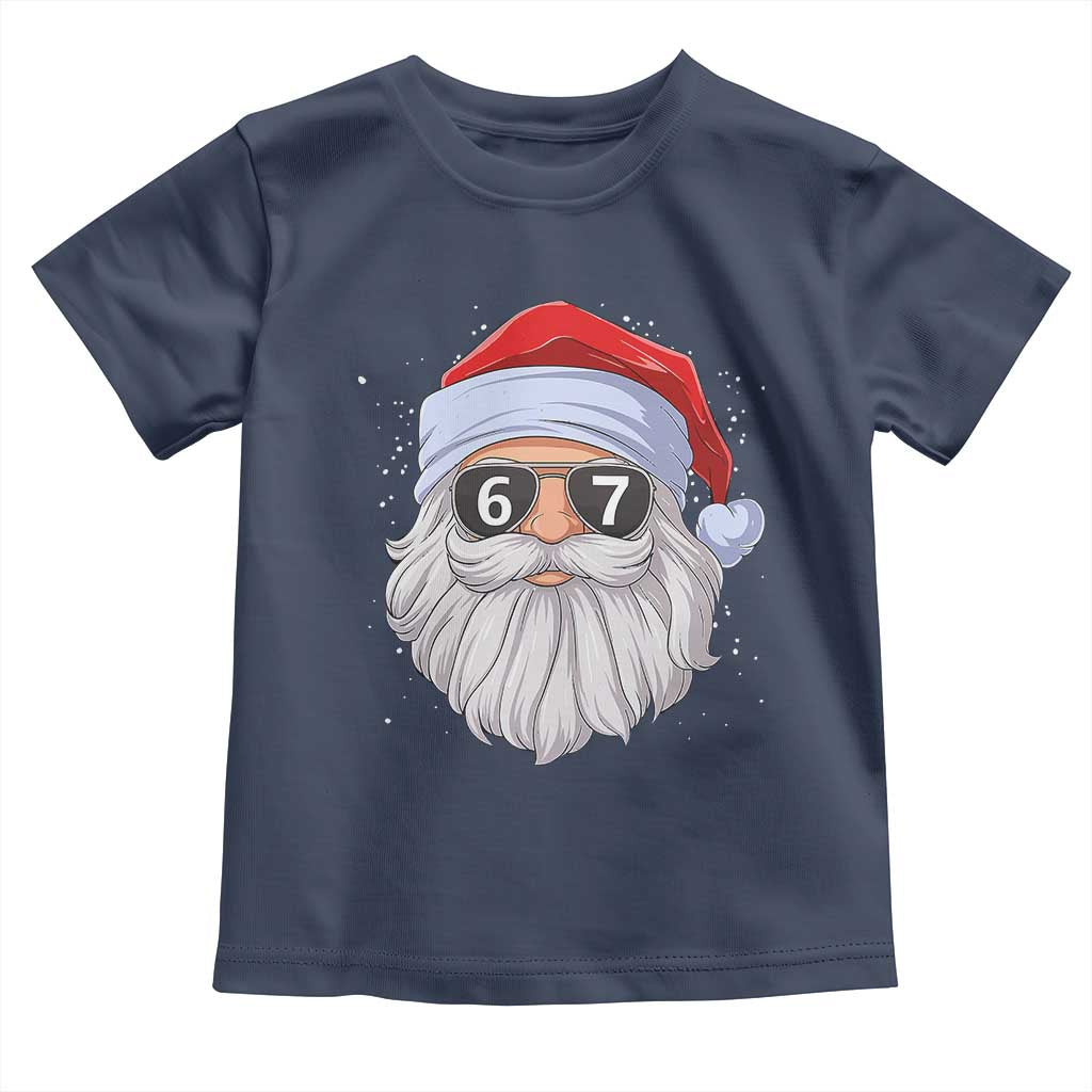 Six Seven 67 Christmas Meme Toddler T Shirt Funny Brainrot Santa Claus Gen Alpha Slang TS10 Navy Print Your Wear