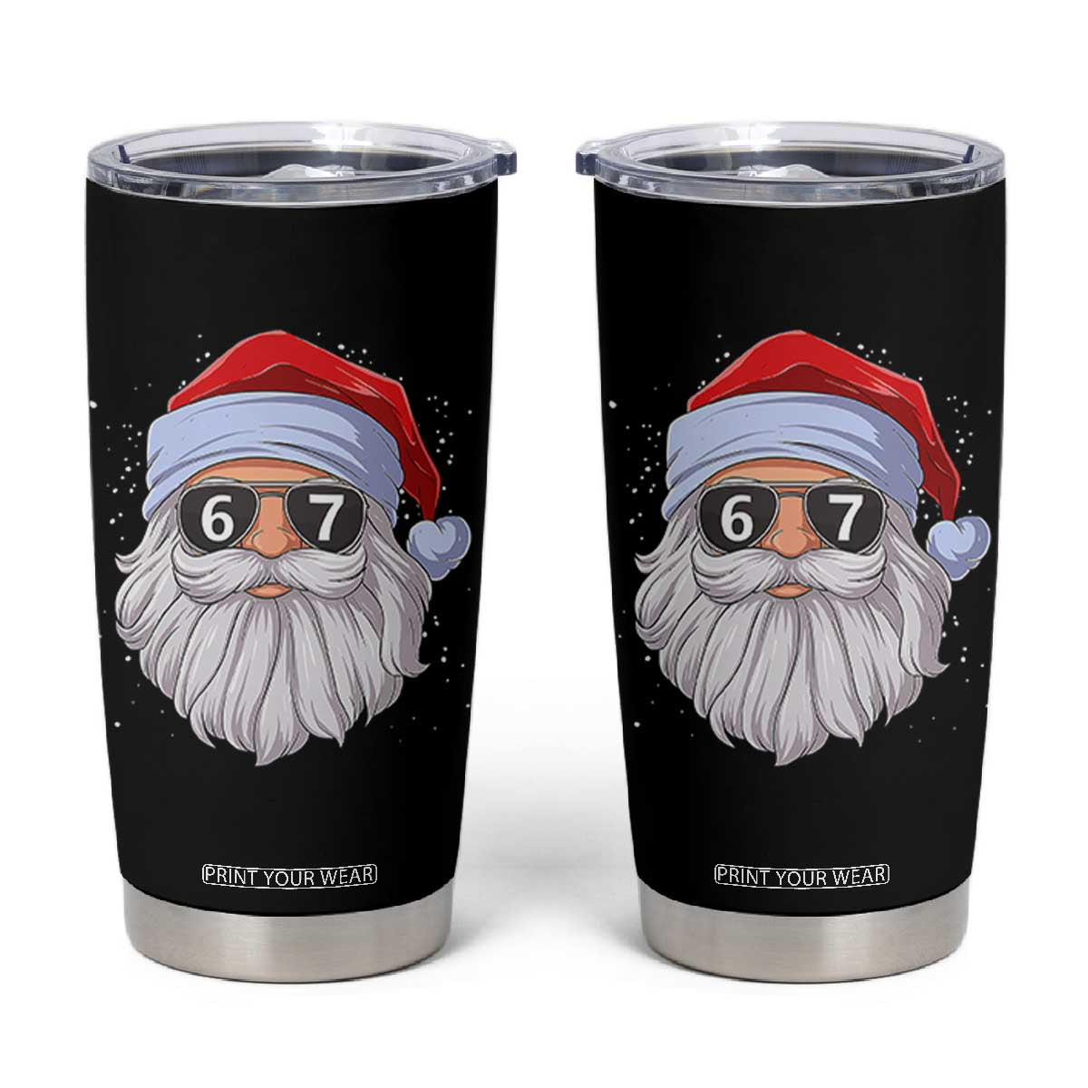 Six Seven 67 Christmas Meme Tumbler Cup Funny Brainrot Santa Claus Gen Alpha Slang TS10 Black Print Your Wear
