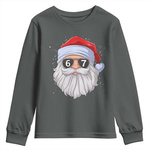Six Seven 67 Christmas Meme Youth Sweatshirt Funny Brainrot Santa Claus Gen Alpha Slang TS10 Dark Heather Print Your Wear