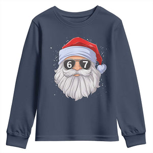 Six Seven 67 Christmas Meme Youth Sweatshirt Funny Brainrot Santa Claus Gen Alpha Slang TS10 Navy Print Your Wear