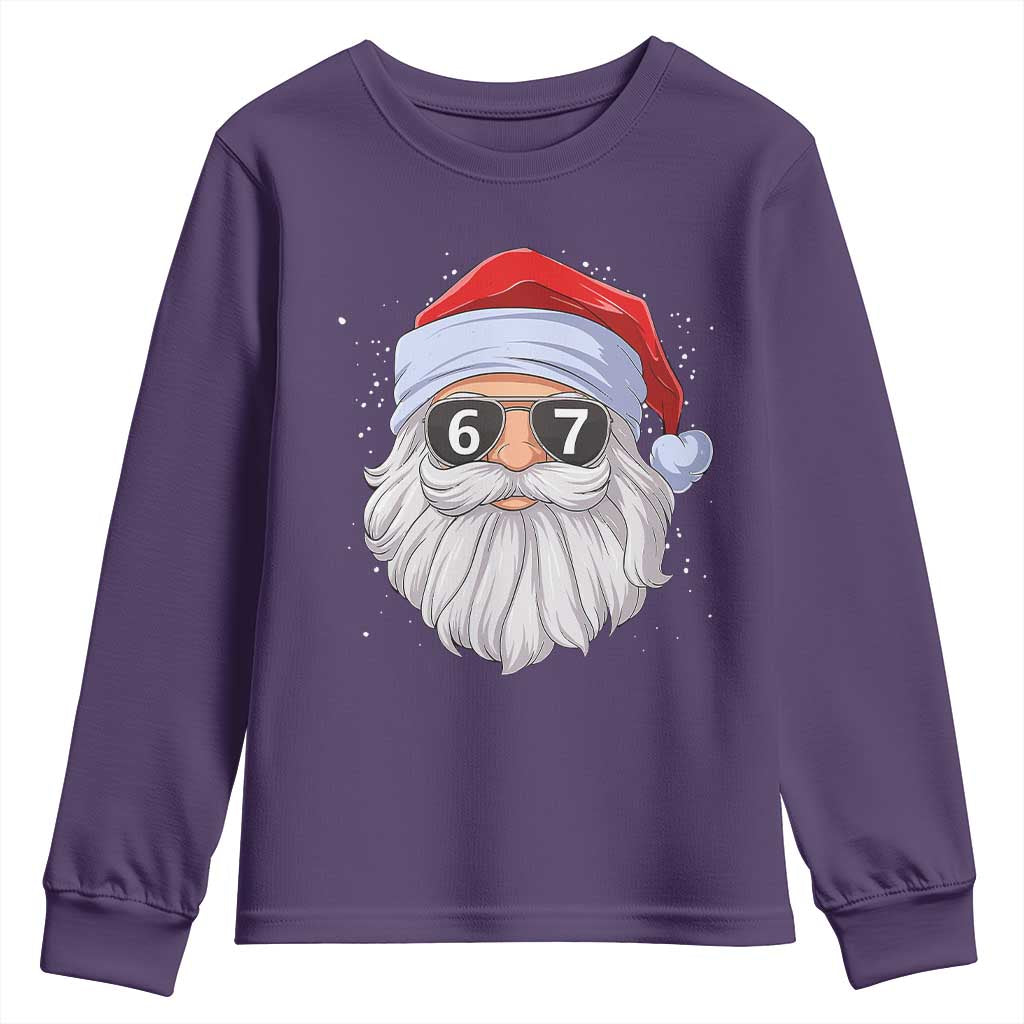Six Seven 67 Christmas Meme Youth Sweatshirt Funny Brainrot Santa Claus Gen Alpha Slang TS10 Purple Print Your Wear