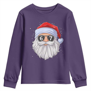 Six Seven 67 Christmas Meme Youth Sweatshirt Funny Brainrot Santa Claus Gen Alpha Slang TS10 Purple Print Your Wear