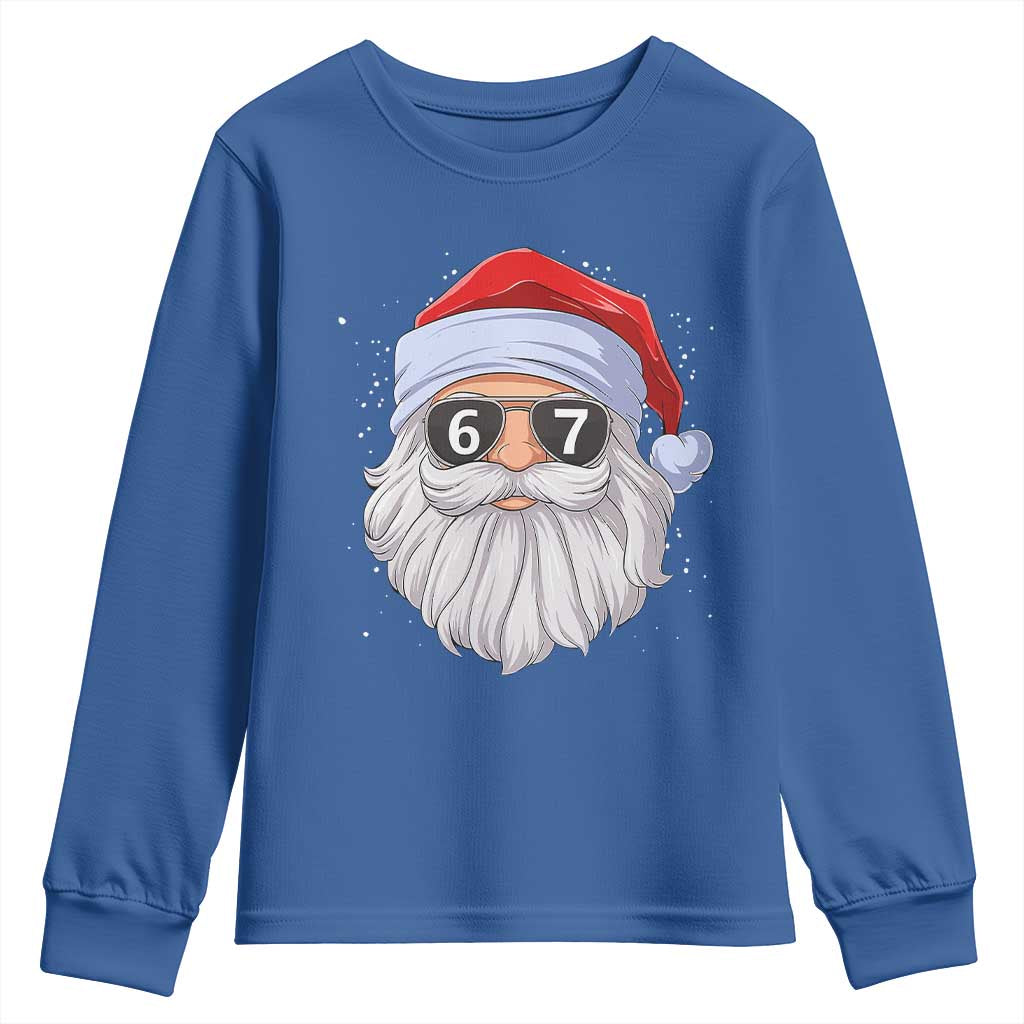 Six Seven 67 Christmas Meme Youth Sweatshirt Funny Brainrot Santa Claus Gen Alpha Slang TS10 Royal Blue Print Your Wear