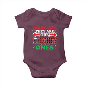 Dear Santa They Naughty Ones Baby Onesie Christmas Red Plaid Pajamas PJ Xmas Gifts TS10 Maroon Print Your Wear