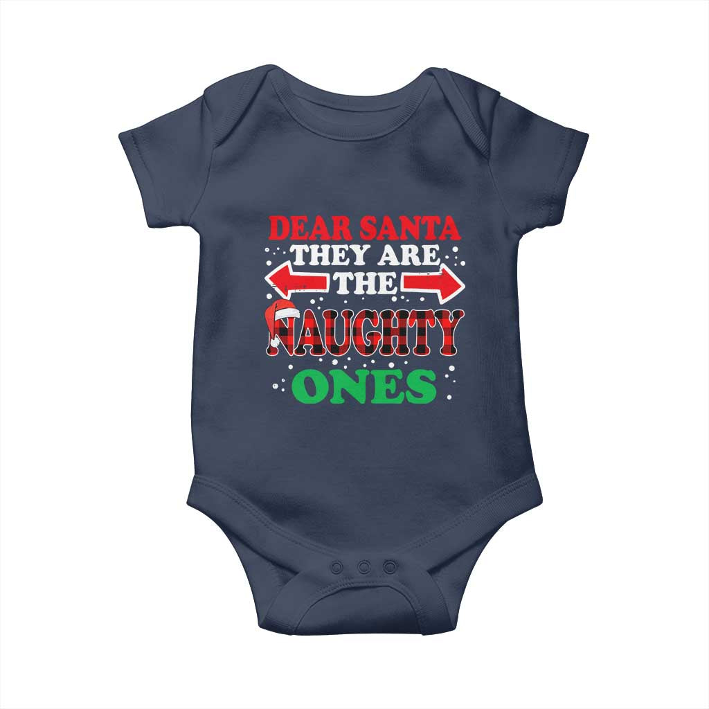 Dear Santa They Naughty Ones Baby Onesie Christmas Red Plaid Pajamas PJ Xmas Gifts TS10 Navy Print Your Wear