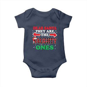 Dear Santa They Naughty Ones Baby Onesie Christmas Red Plaid Pajamas PJ Xmas Gifts TS10 Navy Print Your Wear