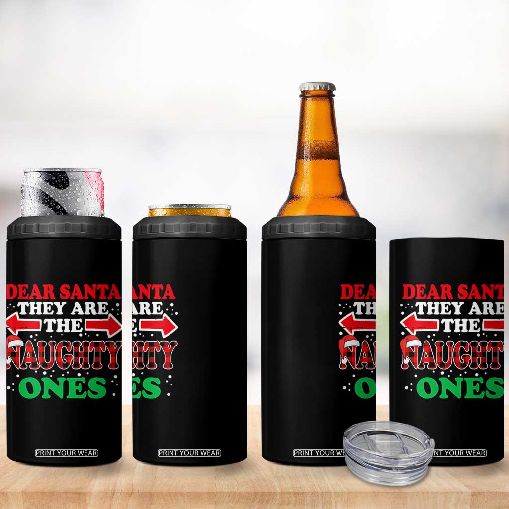 Dear Santa They Naughty Ones 4 in 1 Can Cooler Tumbler Christmas Red Plaid Pajamas PJ Xmas Gifts TS10 Print Your Wear