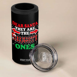 Dear Santa They Naughty Ones 4 in 1 Can Cooler Tumbler Christmas Red Plaid Pajamas PJ Xmas Gifts TS10 Print Your Wear