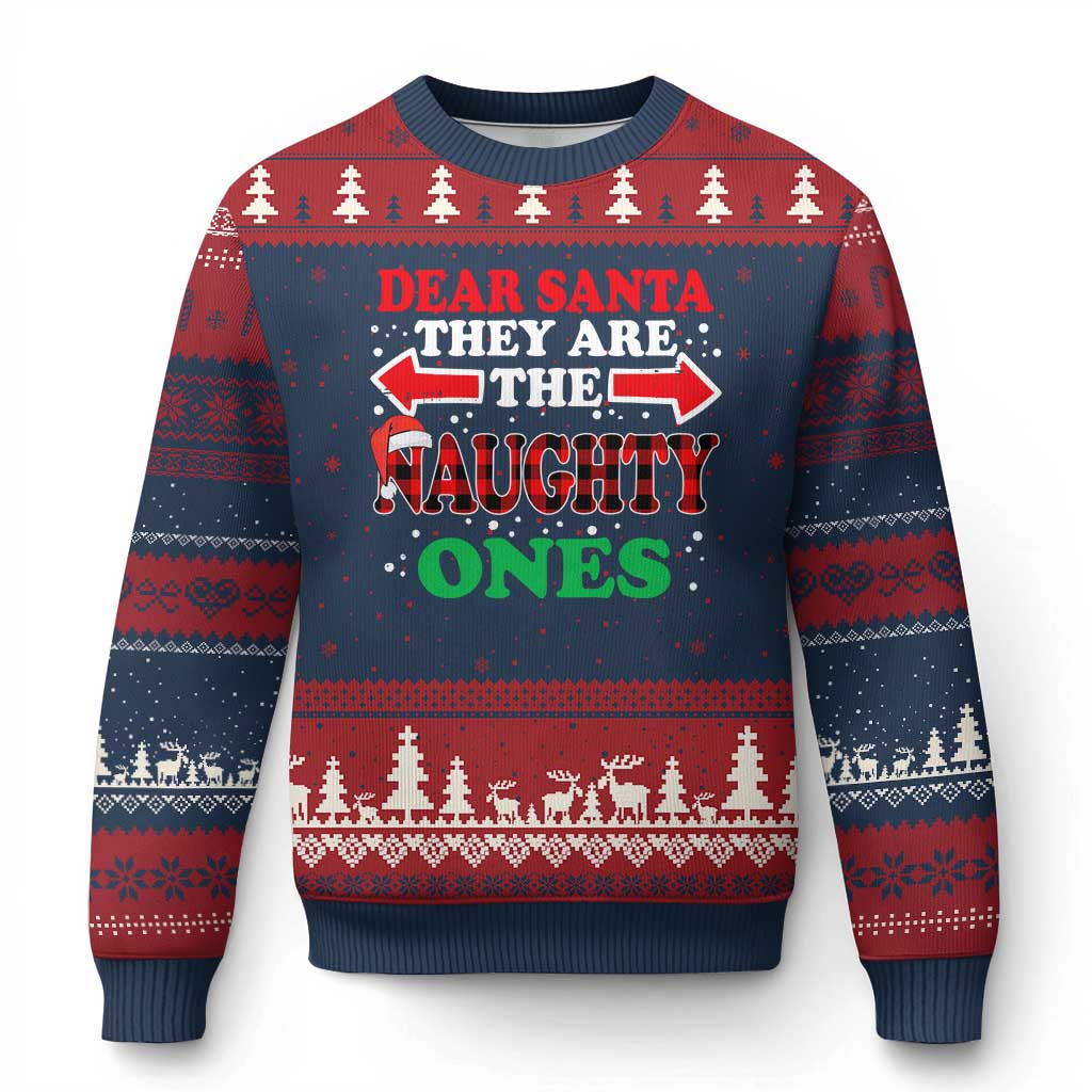 Dear Santa They Naughty Ones Ugly Christmas Sweater Christmas Red Plaid Pajamas PJ Xmas Gifts TS10 Navy Red Print Your Wear