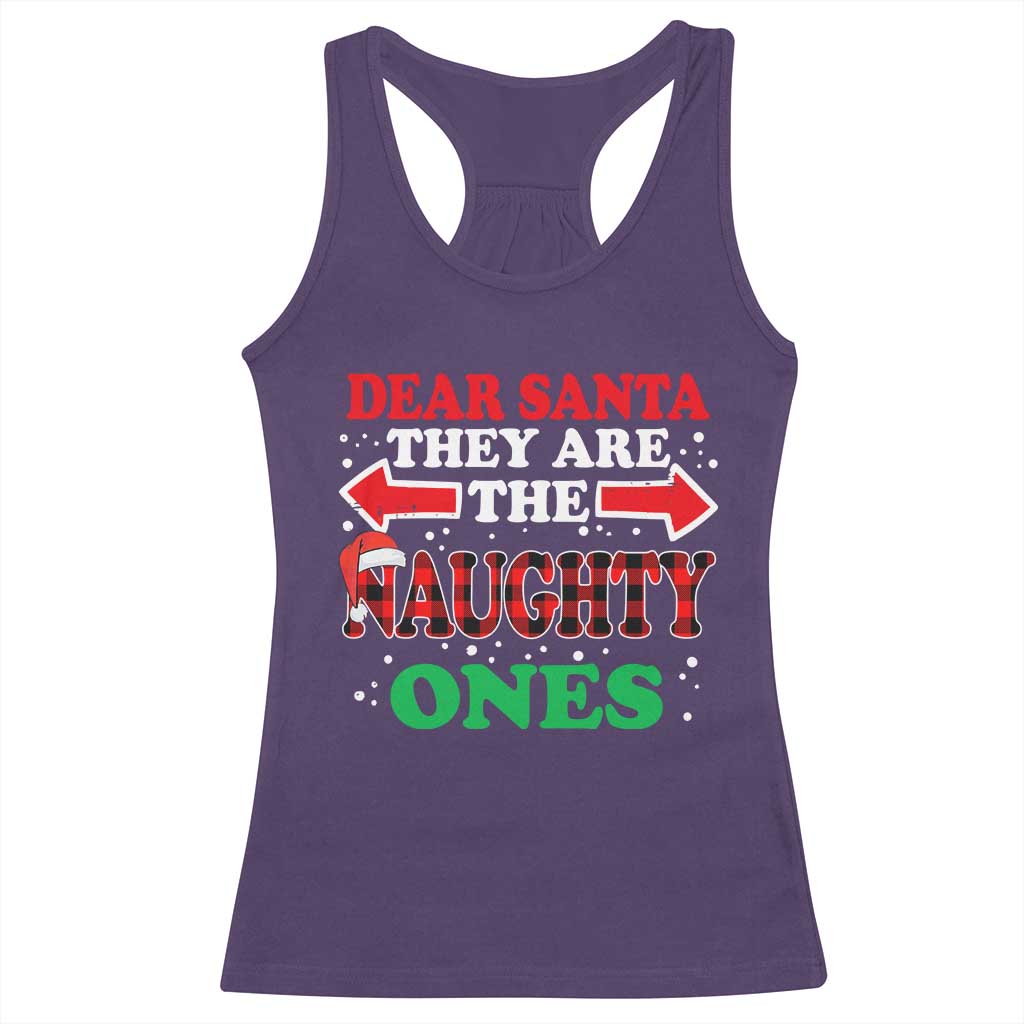 Dear Santa They Naughty Ones Racerback Tank Top Christmas Red Plaid Pajamas PJ Xmas Gifts TS10 Purple Print Your Wear