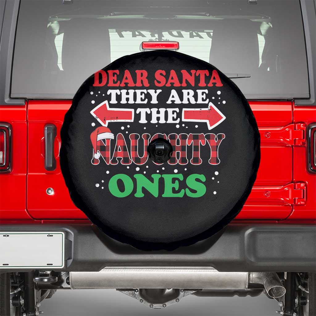 Dear Santa They Naughty Ones Spare Tire Cover Christmas Red Plaid Pajamas PJ Xmas Gifts TS10 Black Print Your Wear