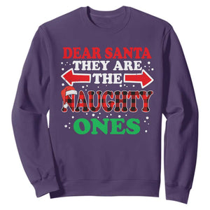 Dear Santa They Naughty Ones Sweatshirt Christmas Red Plaid Pajamas PJ Xmas Gifts TS10 Purple Print Your Wear
