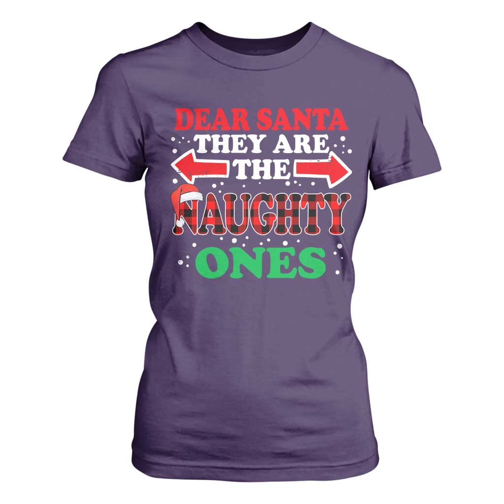 Dear Santa They Naughty Ones T Shirt For Women Christmas Red Plaid Pajamas PJ Xmas Gifts TS10 Purple Print Your Wear
