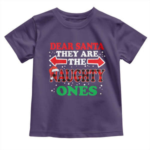 Dear Santa They Naughty Ones Toddler T Shirt Christmas Red Plaid Pajamas PJ Xmas Gifts TS10 Purple Print Your Wear