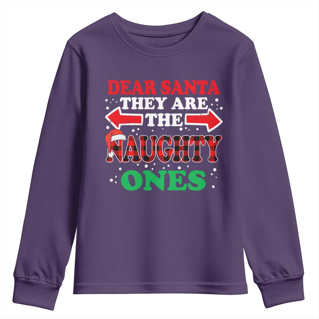 Dear Santa They Naughty Ones Youth Sweatshirt Christmas Red Plaid Pajamas PJ Xmas Gifts TS10 Purple Print Your Wear