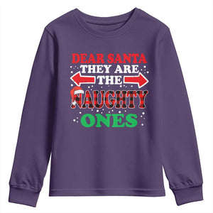 Dear Santa They Naughty Ones Youth Sweatshirt Christmas Red Plaid Pajamas PJ Xmas Gifts TS10 Purple Print Your Wear