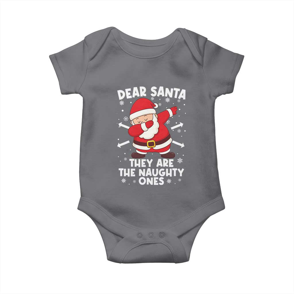 Dear Santa They Naughty Ones Baby Onesie Dabbing Santa Christmas Pajamas PJ Xmas Gifts TS10 Charcoal Print Your Wear