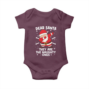 Dear Santa They Naughty Ones Baby Onesie Dabbing Santa Christmas Pajamas PJ Xmas Gifts TS10 Maroon Print Your Wear