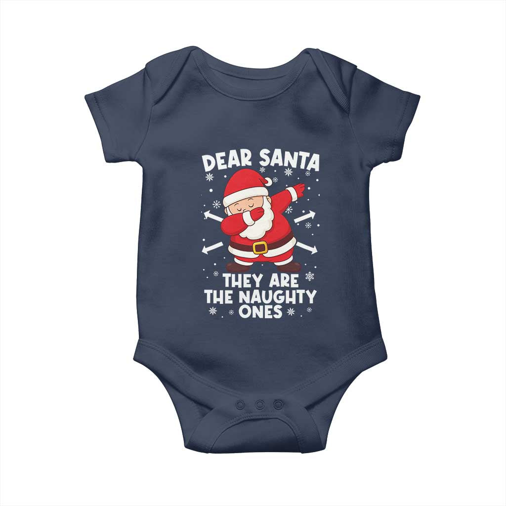 Dear Santa They Naughty Ones Baby Onesie Dabbing Santa Christmas Pajamas PJ Xmas Gifts TS10 Navy Print Your Wear