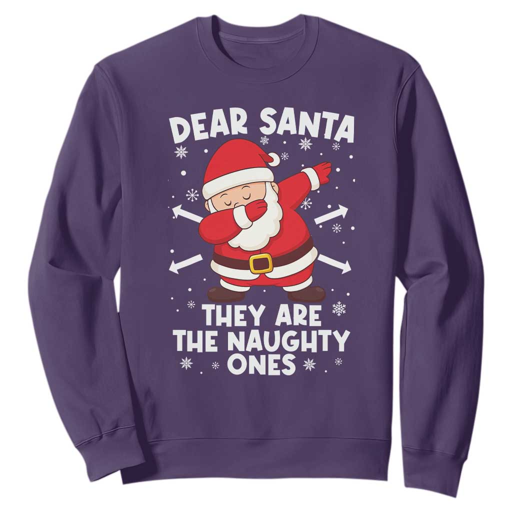 Dear Santa They Naughty Ones Sweatshirt Dabbing Santa Christmas Pajamas PJ Xmas Gifts TS10 Purple Print Your Wear