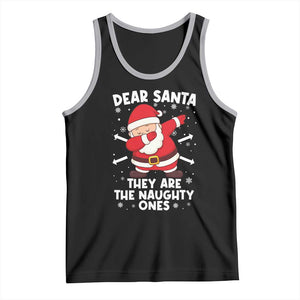 Dear Santa They Naughty Ones Tank Top Dabbing Santa Christmas Pajamas PJ Xmas Gifts TS10 Black Athletic Heather Print Your Wear