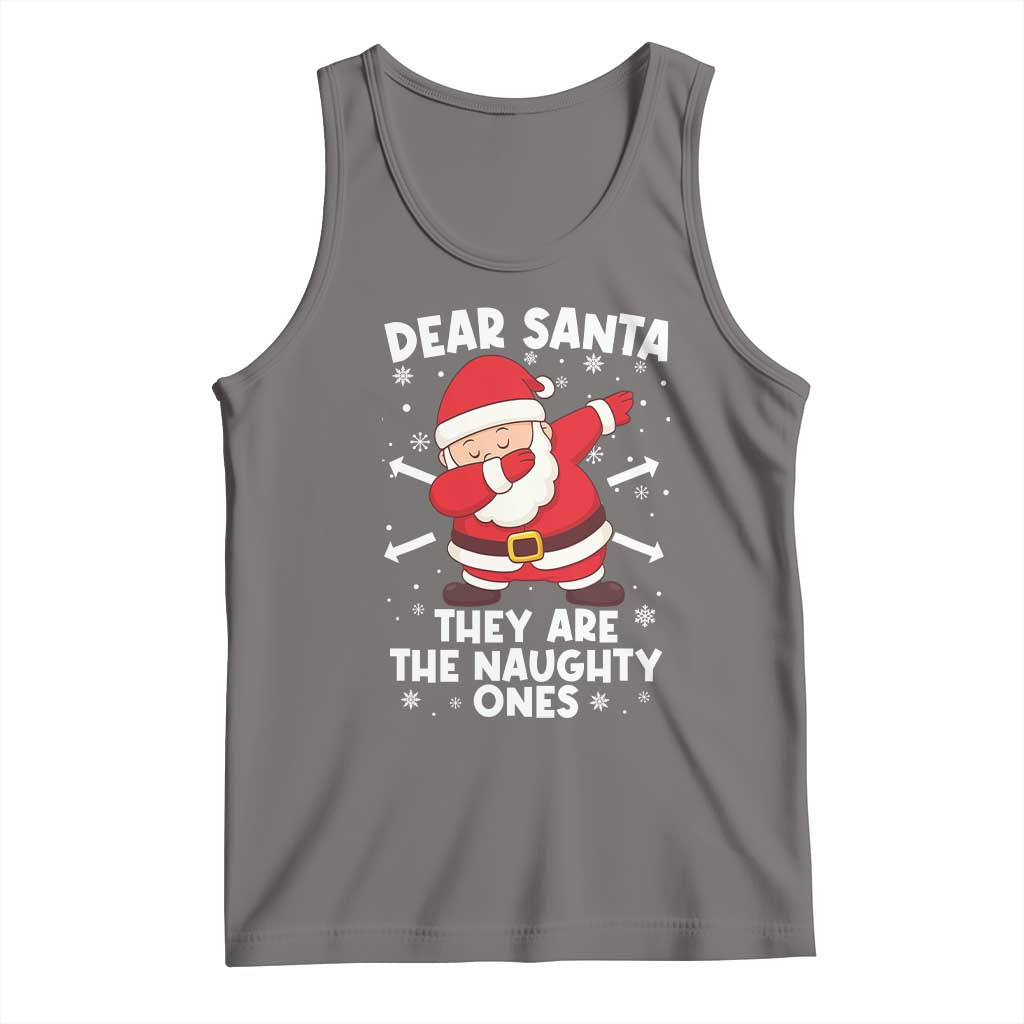 Dear Santa They Naughty Ones Tank Top Dabbing Santa Christmas Pajamas PJ Xmas Gifts TS10 Deep Heather Print Your Wear