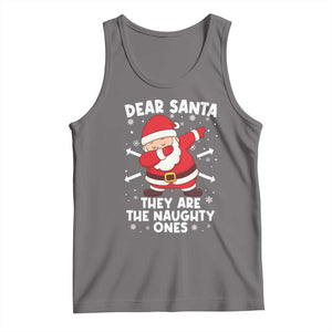 Dear Santa They Naughty Ones Tank Top Dabbing Santa Christmas Pajamas PJ Xmas Gifts TS10 Deep Heather Print Your Wear